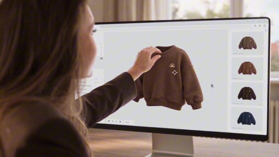 Idé til en sweatshirt på computerskærmen